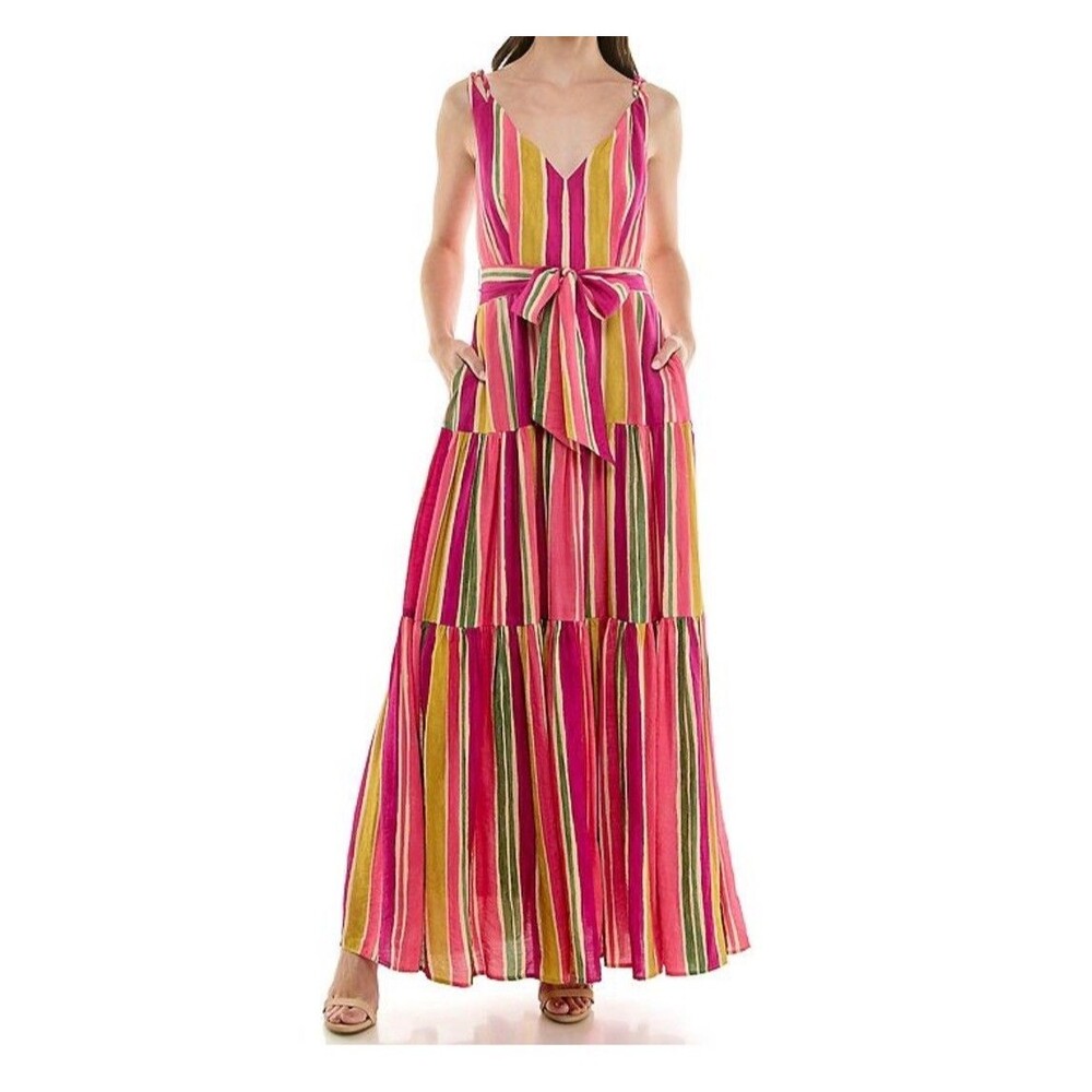 NWT Women’s Size 10 Taylor V-Neck Sleeveless Multicolor Tiered Maxi Dress